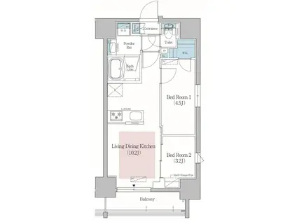 アーバネックス錦糸公園II(2LDK/7階)の間取り写真