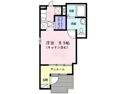 エクセレント タウン(ワンルーム/1階)の間取り写真