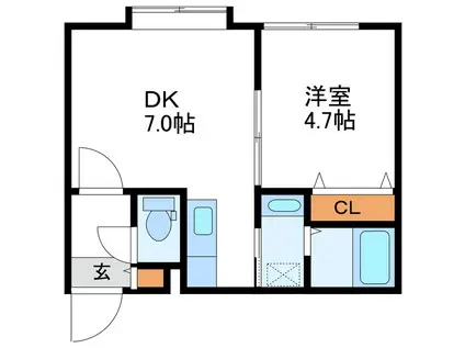 ECOA北16条(1DK/3階)の間取り写真