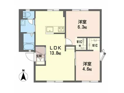 フレグランス江部(2LDK/1階)の間取り写真