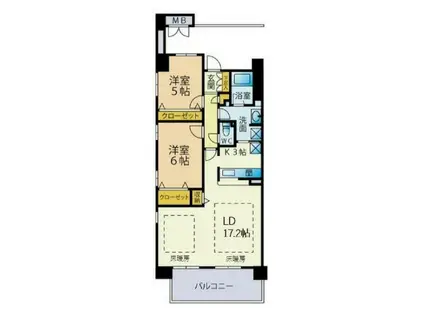 メイツ品川シティ・コア(2LDK/8階)の間取り写真