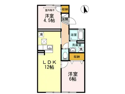 パレーシャル爽(2LDK/1階)の間取り写真