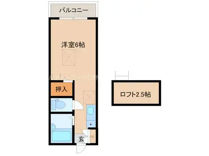 フラワープレイス(ワンルーム/2階)の間取り写真