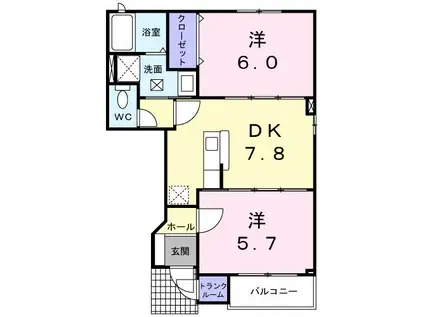 ポップファームII(2DK/1階)の間取り写真