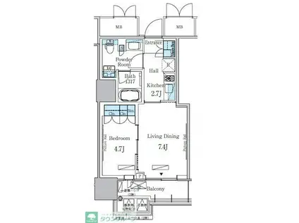 HARUMI FLAG PORT VILLAGE B棟(1LDK/5階)の間取り写真