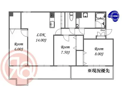 BELLEVOGUE 北堀江(3LDK/9階)の間取り写真
