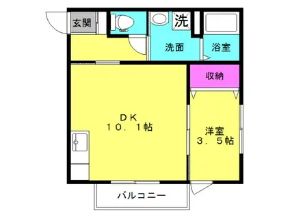 レジュール(1DK/2階)の間取り写真