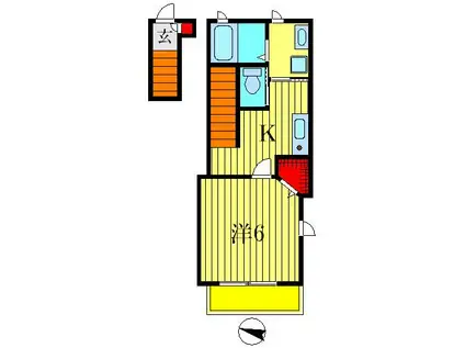 クレール東四つ木(1K/2階)の間取り写真