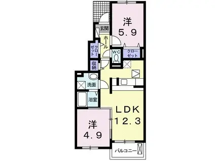 シャルマンオーブ(2LDK/1階)の間取り写真