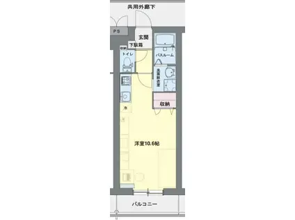 ラフィーネ花畑(ワンルーム/3階)の間取り写真