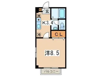 ポンテ・ヴェッキオ(1K/1階)の間取り写真