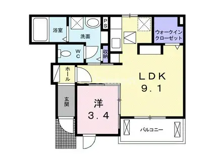 カーサピアッツァIII(1LDK/1階)の間取り写真