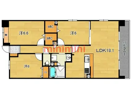 阪急京都線 富田駅(大阪) 徒歩35分 4階建 築12年(3LDK/3階)の間取り写真