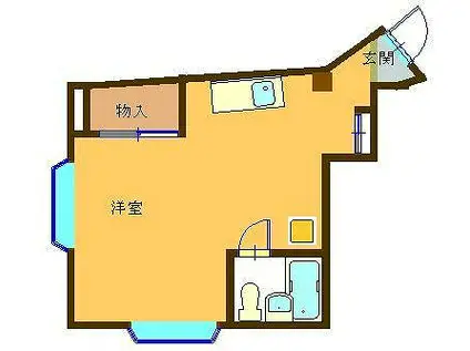 コーポロングワン(ワンルーム/1階)の間取り写真