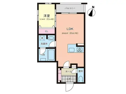 前島1丁目マンション(1LDK/4階)の間取り写真