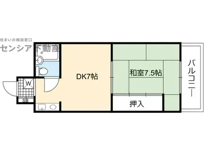 京橋マンション(1DK/2階)の間取り写真