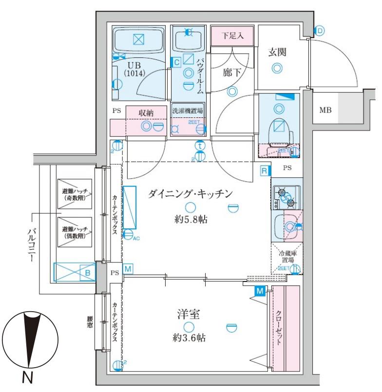 GENOVIA京成立石V(1DK/3階)の間取り写真