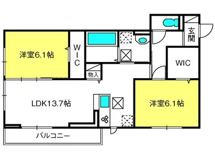 エスポワール宮原(2LDK/2階)の間取り写真