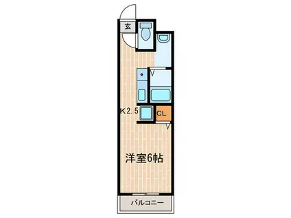 KSCOURT夙川(1K/1階)の間取り写真