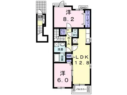 リアンジュA(2LDK/2階)の間取り写真