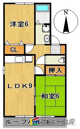 セジュールソシアII(2LDK/1階)の間取り写真