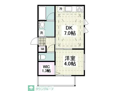 鵠沼石上2丁目メゾン(1DK/3階)の間取り写真