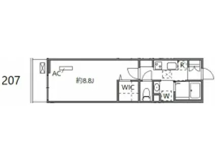 ウィンドテラス矢切(1K/2階)の間取り写真