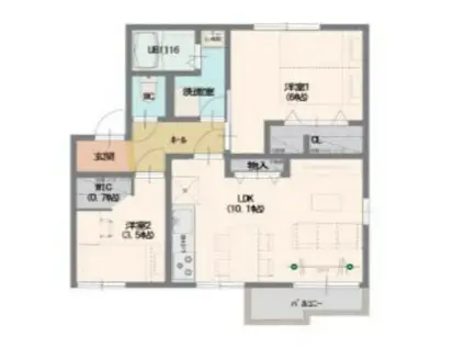 マンハイム城南 B(2LDK/2階)の間取り写真