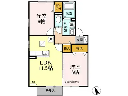 PRECIOUS CORT I(2LDK/1階)の間取り写真