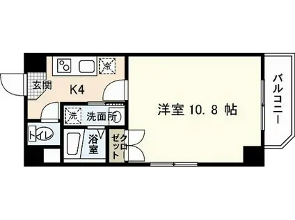 ウイング平和大通(1K/5階)の間取り写真