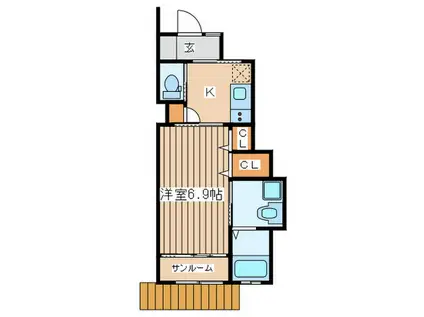 アメニティ湘南(1K/1階)の間取り写真