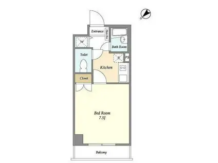 BPRレジデンス水天宮前(1K/2階)の間取り写真