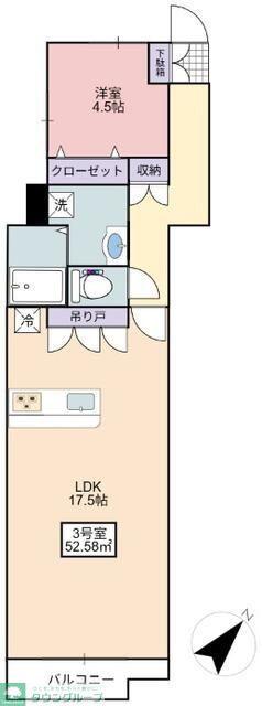 フローリッシュ大久保II(1LDK/2階)の間取り写真
