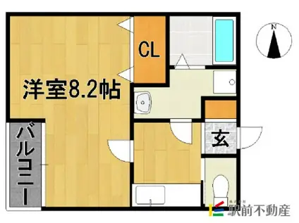 リブレア久留米大学駅前 A(1K/2階)の間取り写真