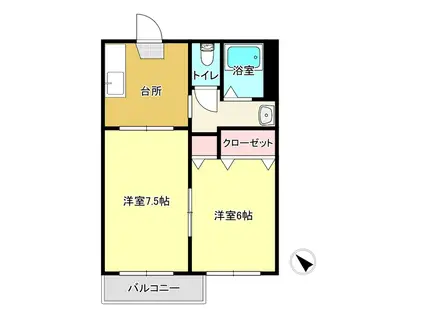 ベルテック武蔵野台 A棟(2DK/2階)の間取り写真