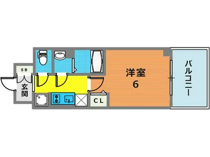 エステムコート神戸グランスタイル(1K/8階)の間取り写真