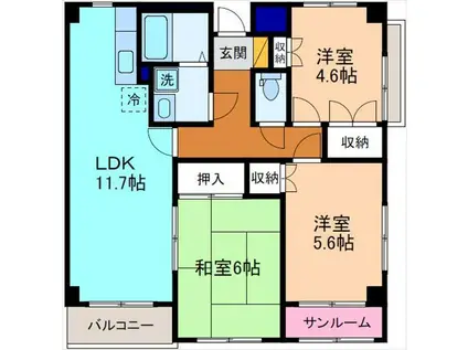 フェリシティ(3LDK/3階)の間取り写真