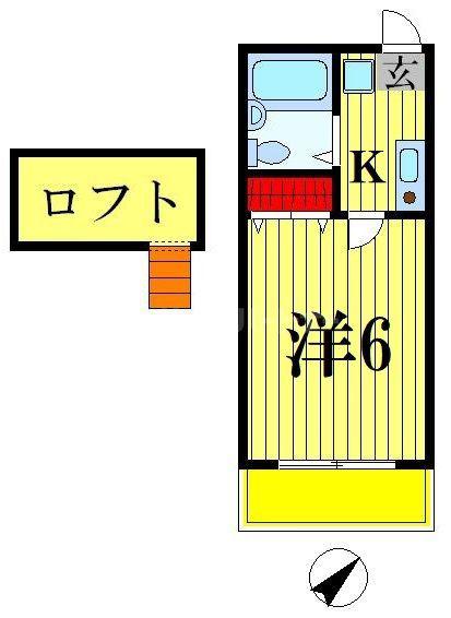 プレジオ南花島(1K/2階)の間取り写真