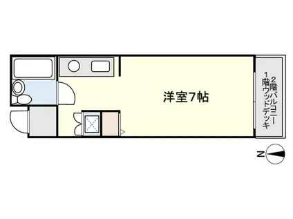 ドルフ東海大学前(1K/1階)の間取り写真