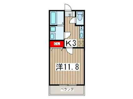 ラルジュ・マレ小手指(1K/3階)の間取り写真