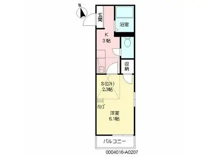 ラ・ビアンコ (1SK/2階)の間取り写真