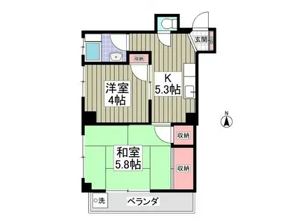 ハイグランデューレ(2K/2階)の間取り写真