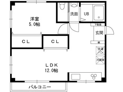 松ヶ丘マンション(1LDK/1階)の間取り写真