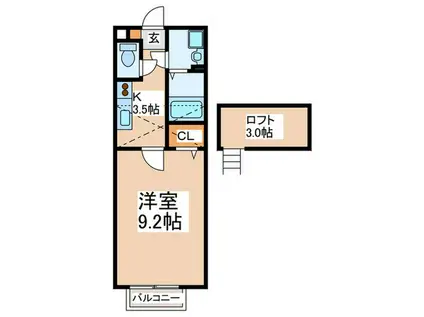 エスペランサ中山(1K/2階)の間取り写真