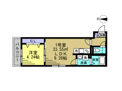HFR蘇我 A棟(1LDK/1階)の間取り写真