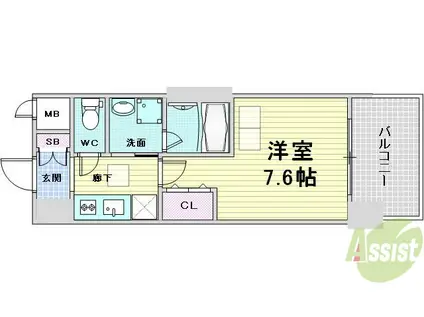 CUORE(1K/7階)の間取り写真