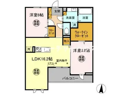 パレス大東(2LDK/2階)の間取り写真