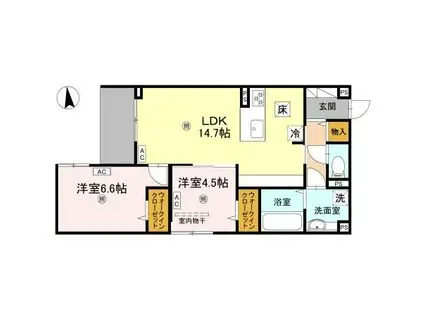 ARMOJOUR(2LDK/1階)の間取り写真