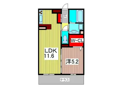リヴェールII(1LDK/1階)の間取り写真