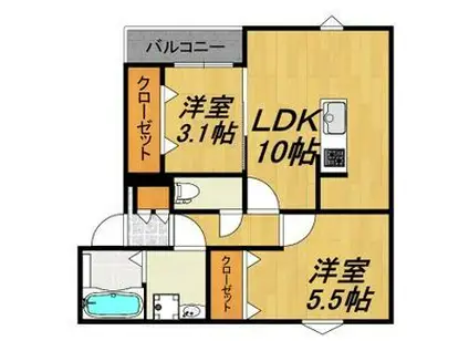 LECOCON四日市IV(2LDK/2階)の間取り写真